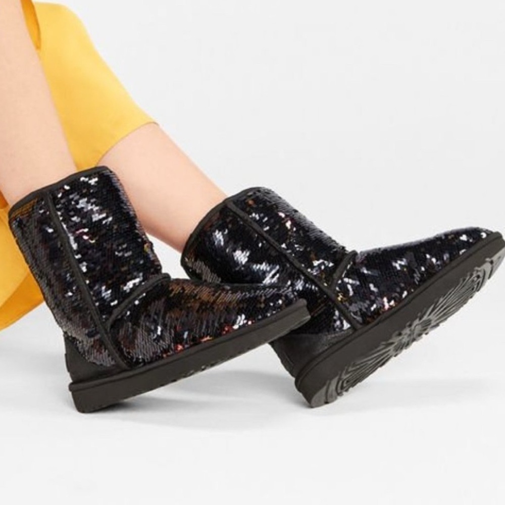 Ugg Sequin Black Boots Size 6 PreLOVED